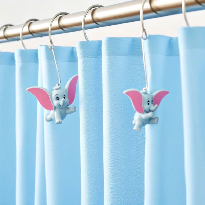 whimsical dumbo themed shower curtain rings