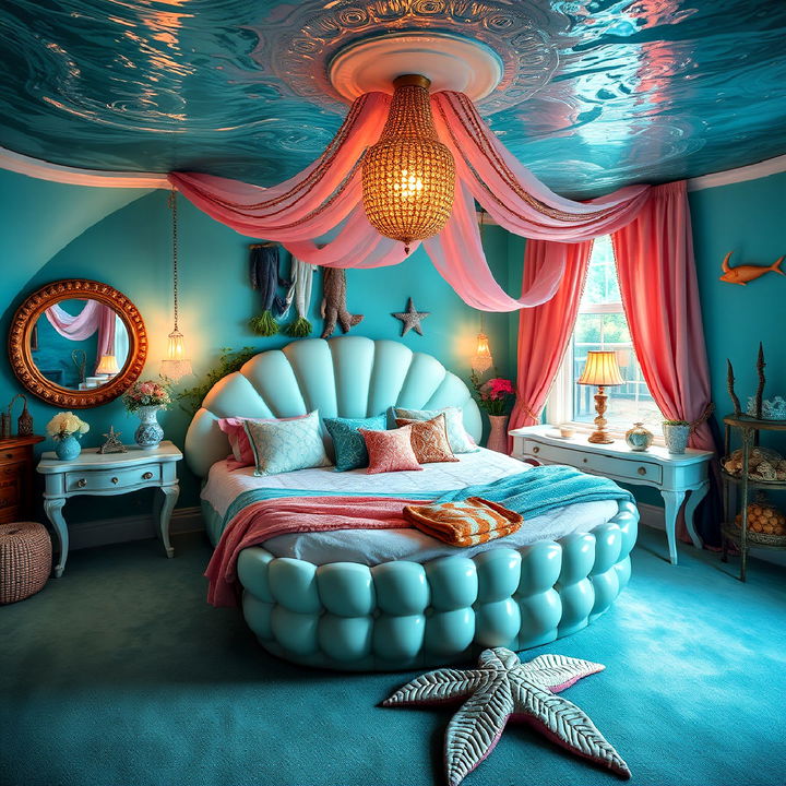 whimsical mermaid inspired fantasy bedroom