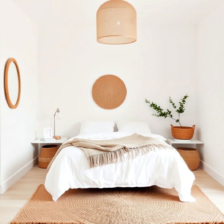 white and natural textures bedroom