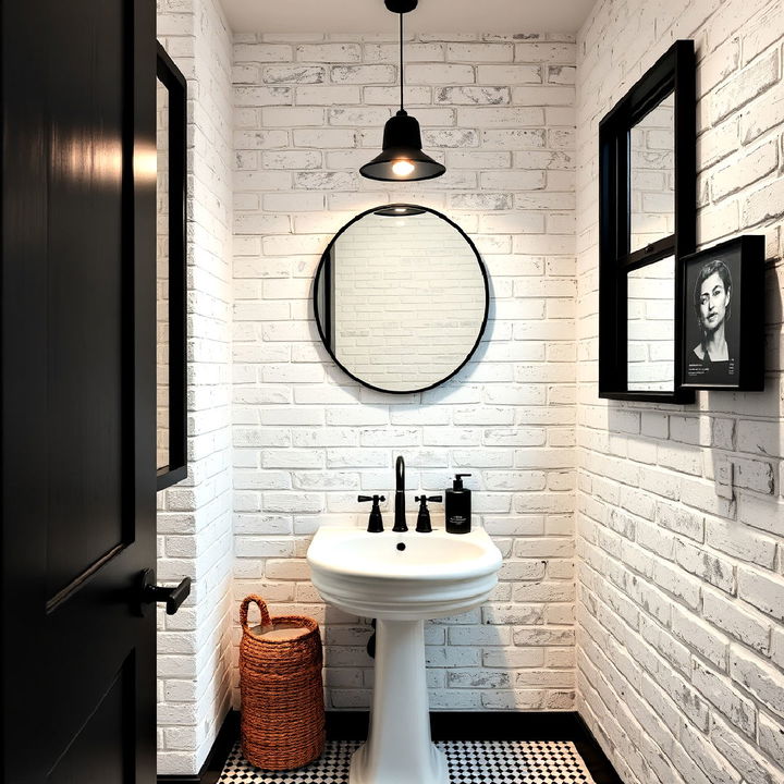 white brick walls with black accents