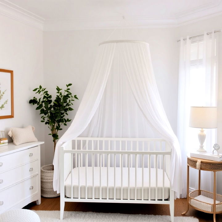 white canopy over crib for a dreamy look