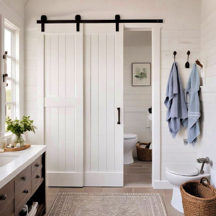 white shiplap barn door for cottage style homes