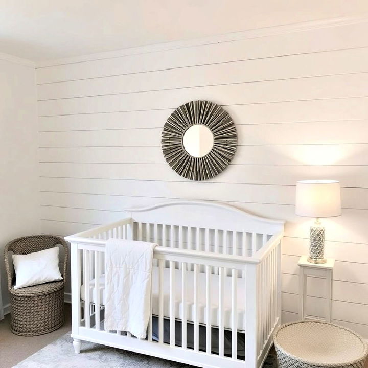 white shiplap nursery walls for a coastal feel