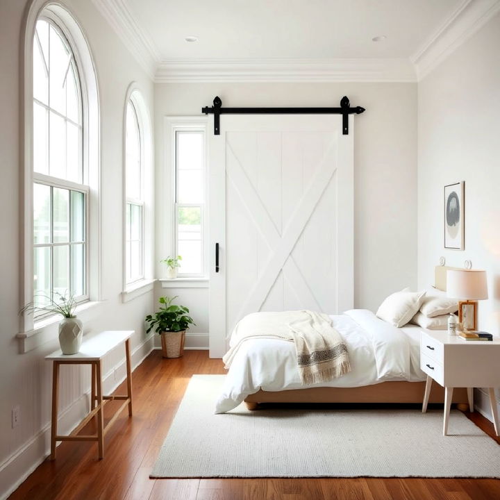 white sliding barn door for bedroom