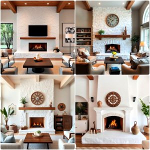 white stone fireplace ideas