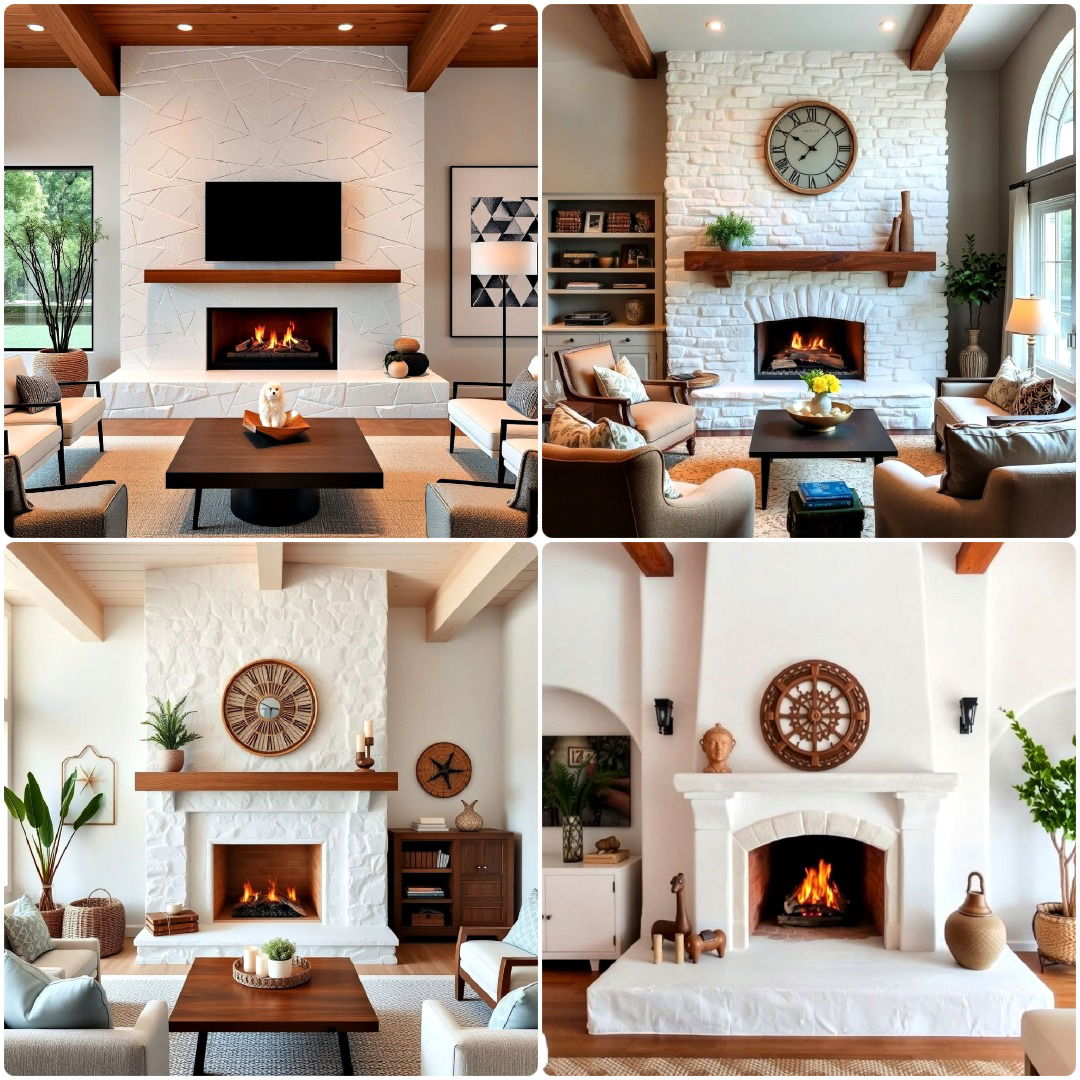 15 White Stone Fireplace Ideas for Every Home