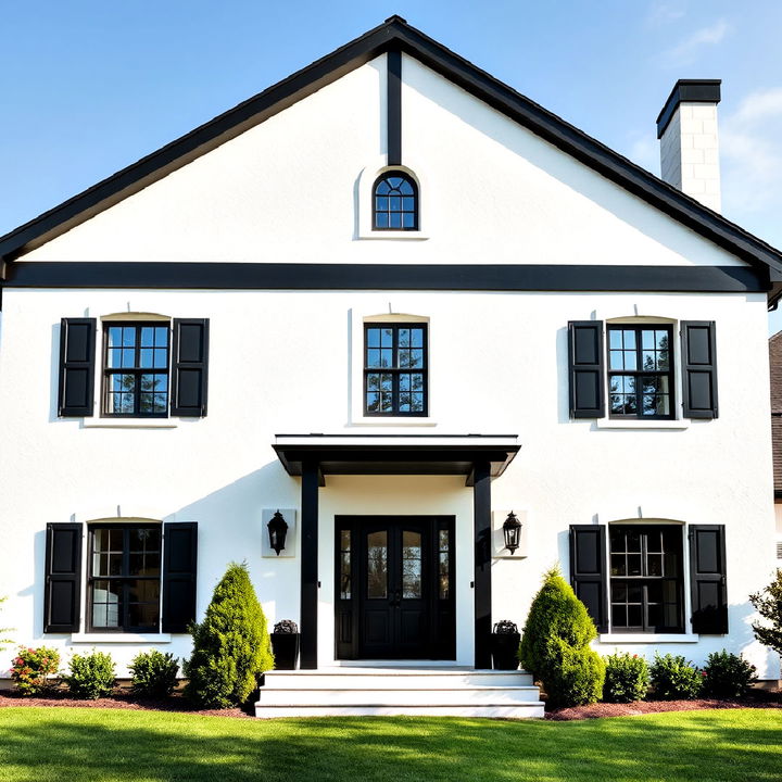 white stucco with black steel beams