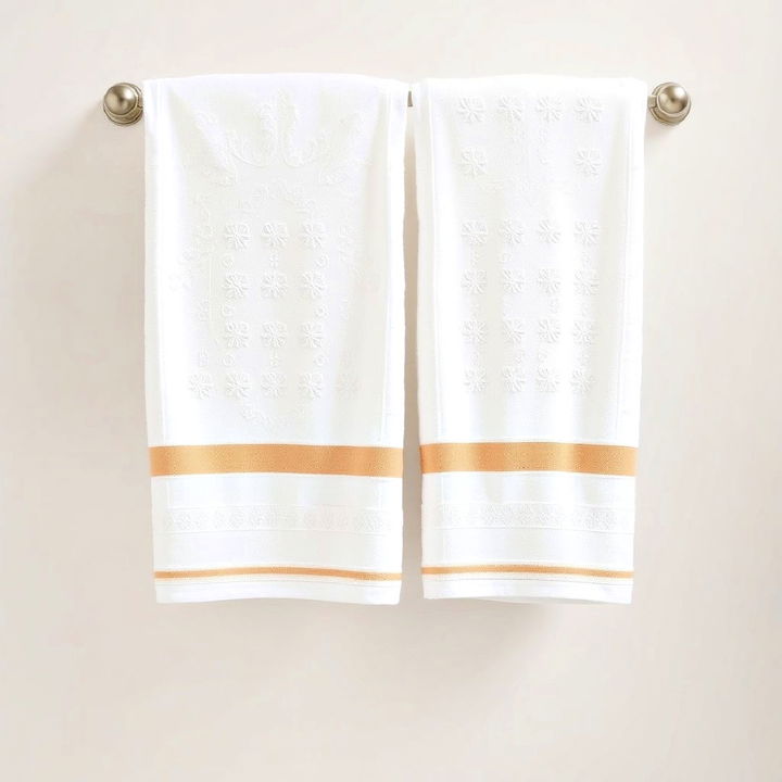 white towels with beige accents