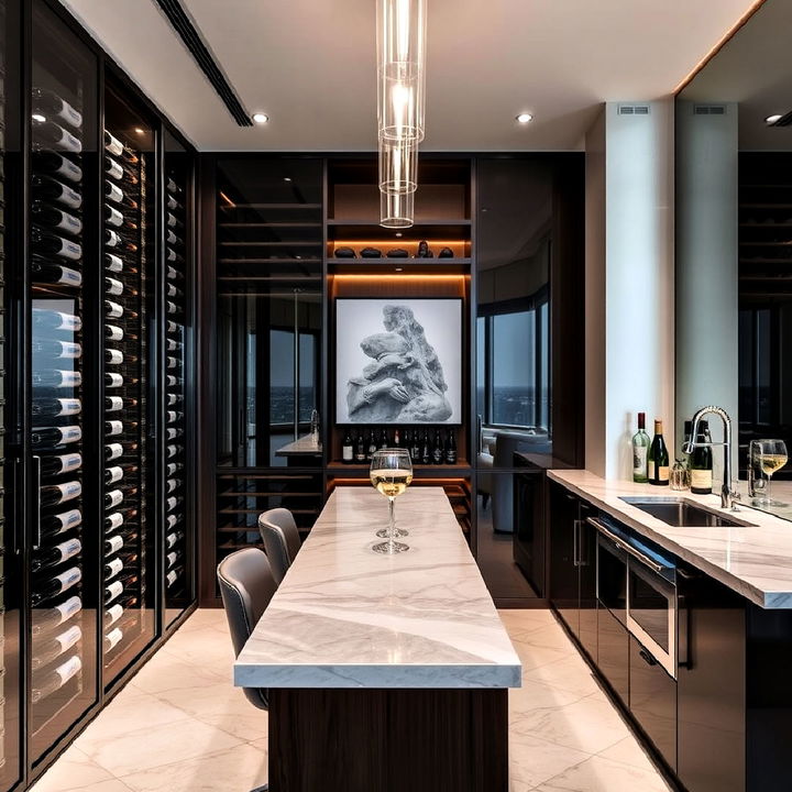 wine cellar or bar area in penthouse