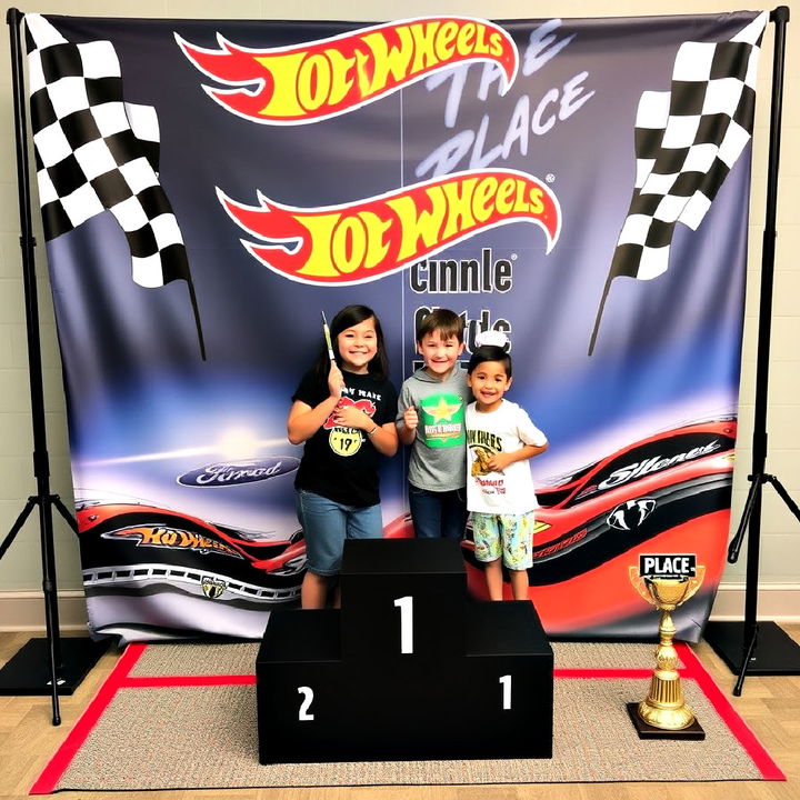 winner s circle photo backdrop for hot wheels birthday party