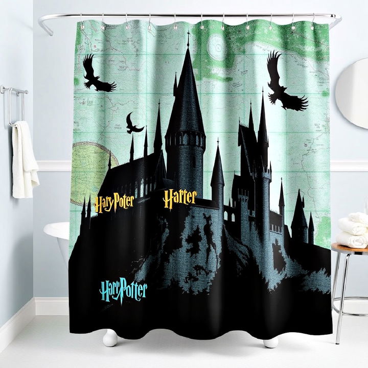 wizard themed iconic shower curtain