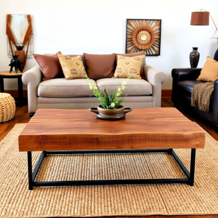 wood and iron coffee table