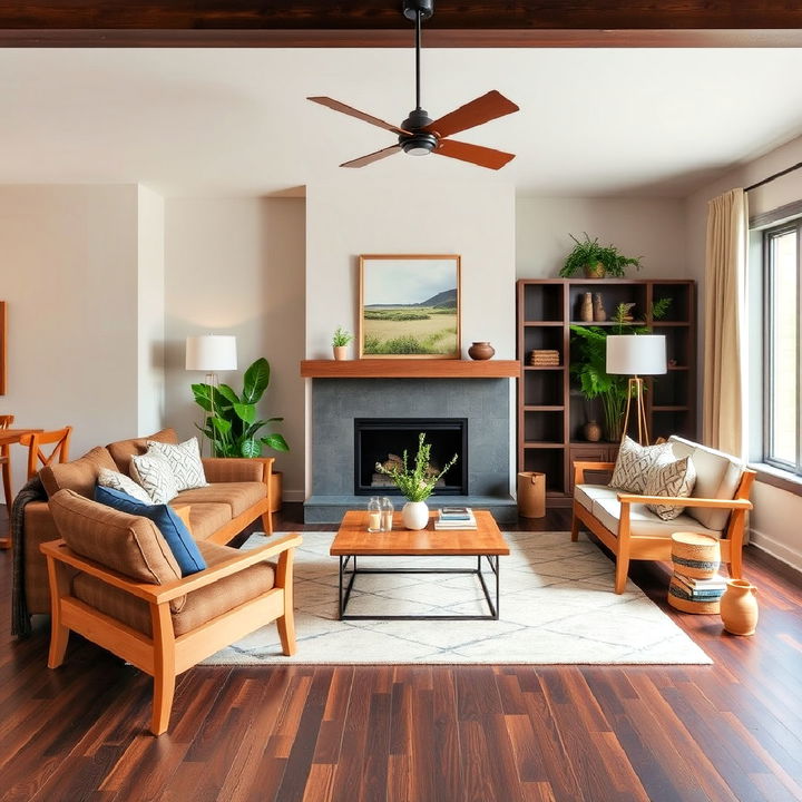 wood tones living room