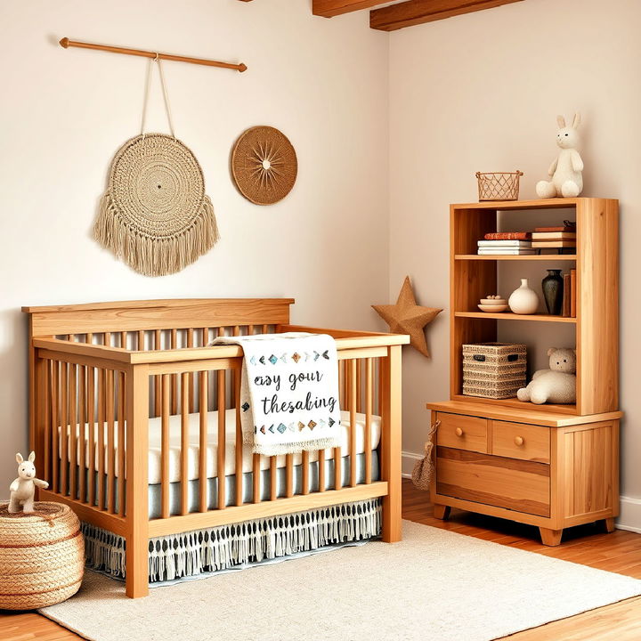 wooden accents nursery for organic warmth