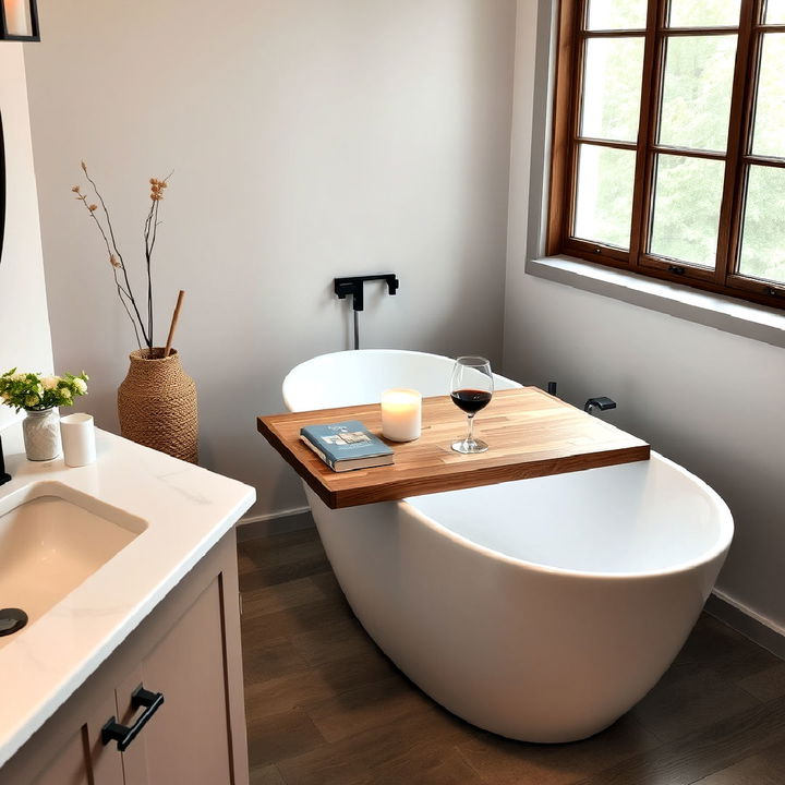 wooden bath tray for practicality