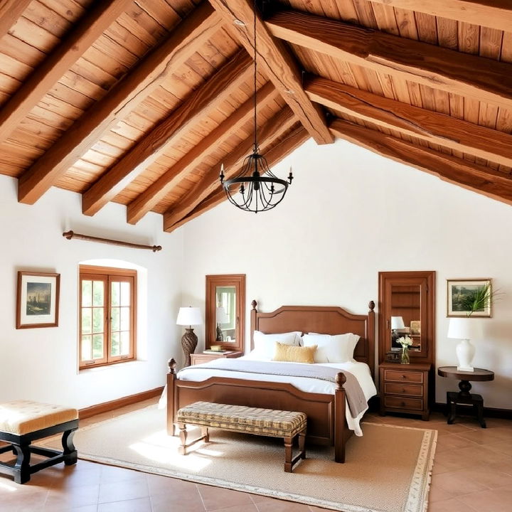 wooden ceiling beams to add a rustic charm