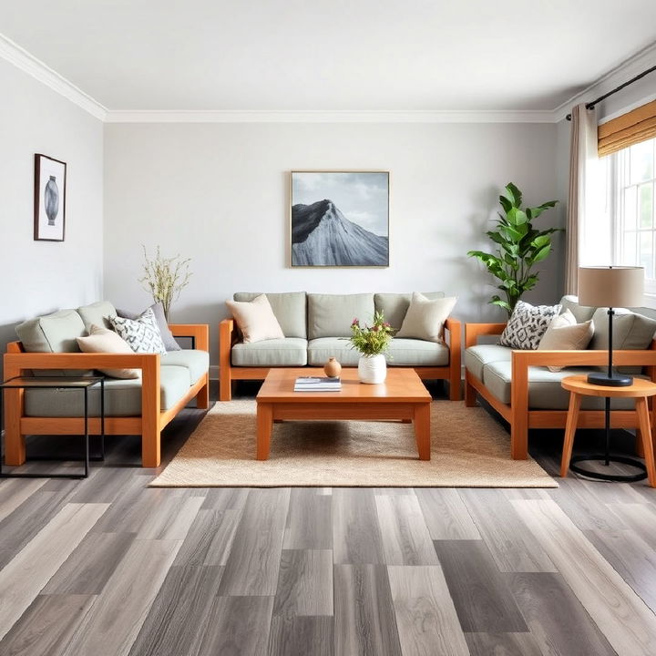 wooden furniture with grey floor