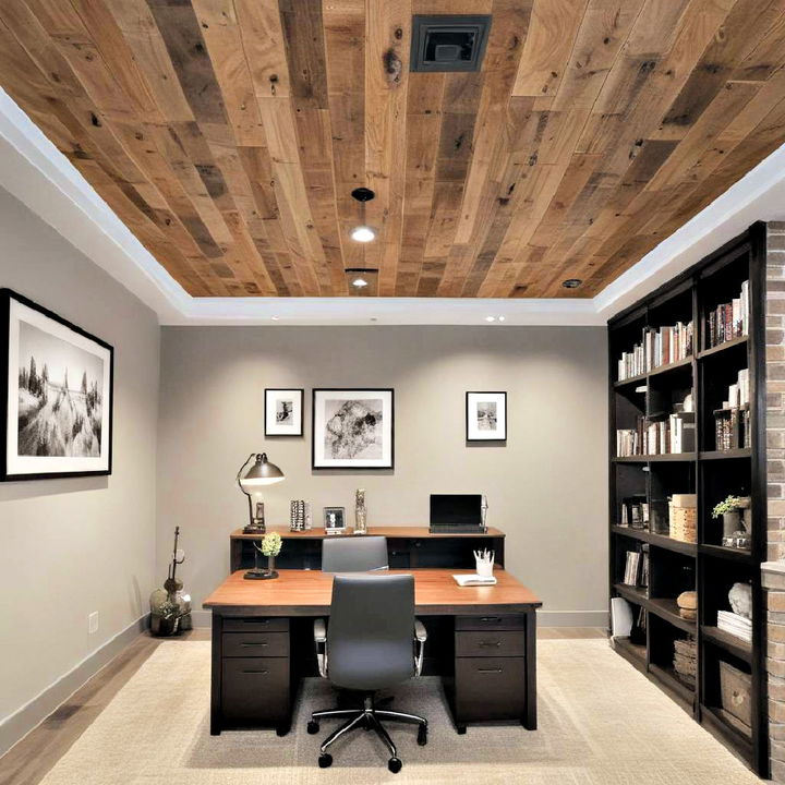 wooden plank ceiling to add a rustic charm