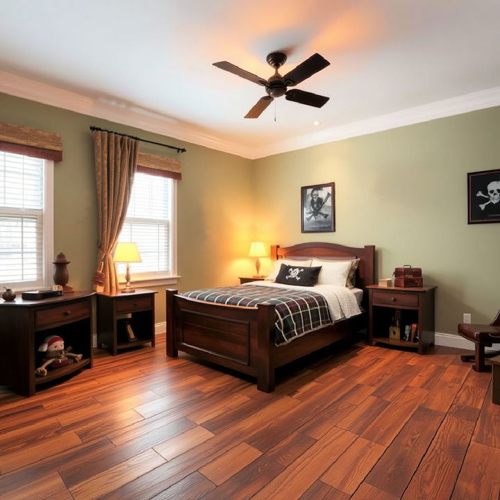 wooden plank flooring or wall accents