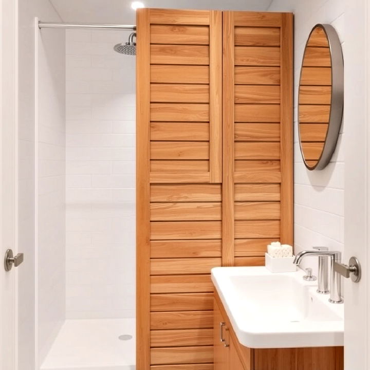 wooden screen small bathroom partition