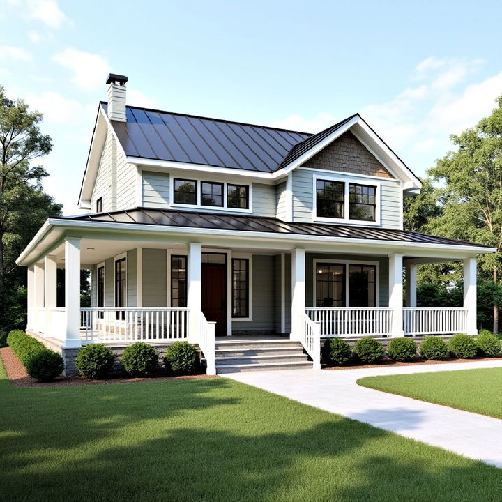 wraparound porch with metal roof