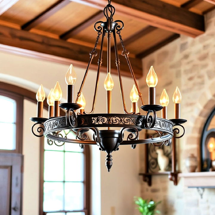 wrought iron accents chandelier