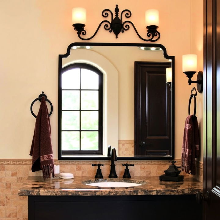 wrought iron fixtures tuscan bathroom