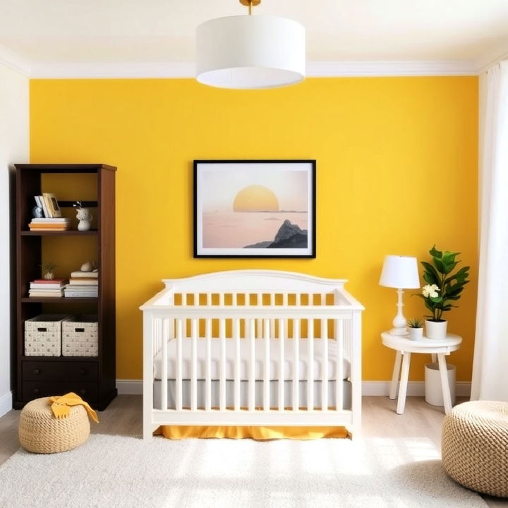 yellow accent wall for nursery