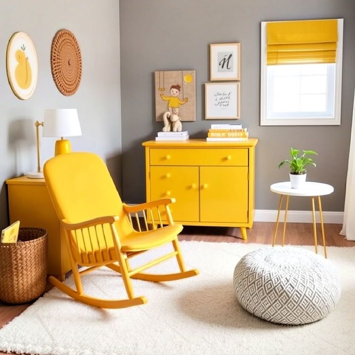 yellow furniture accents for nursery