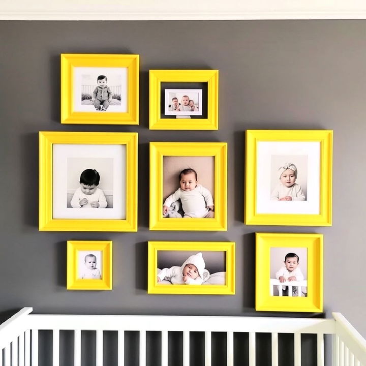 yellow picture frames for nursery