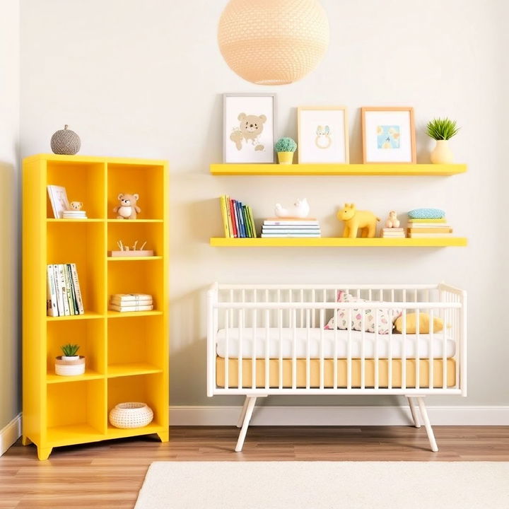 yellow shelving units for stylish storage