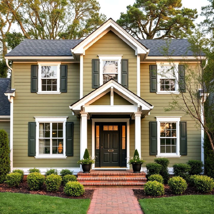 achieve a fresh look with olive green and white exterior