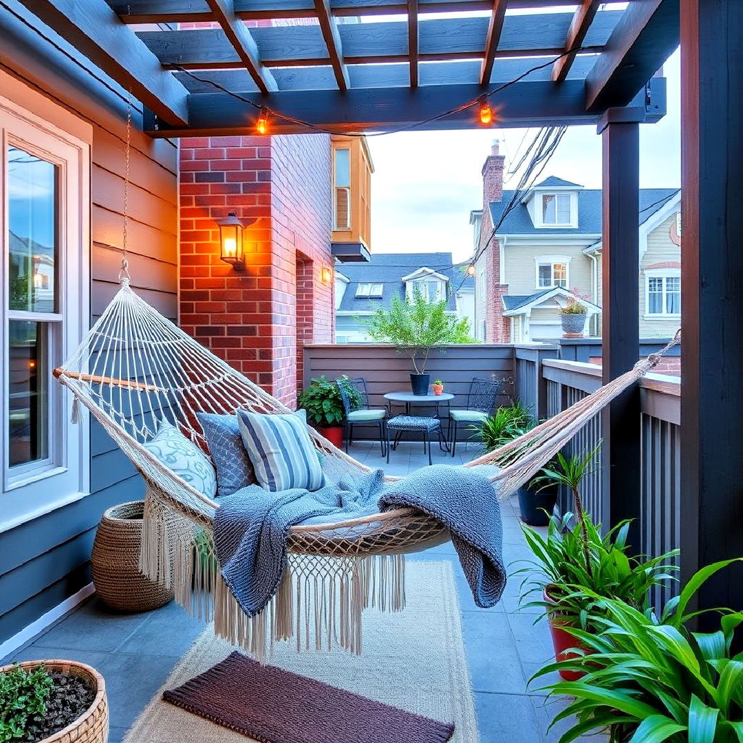 add a hammock in patio for a relaxation zone