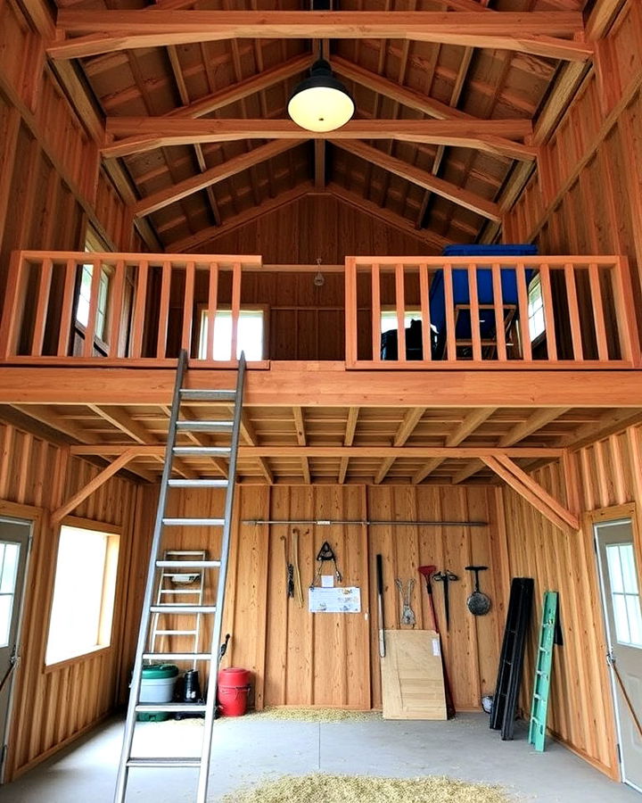 add a lofted storage space to pole barn interior