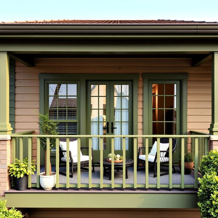 add a pop of color to your balcony with olive green exterior house