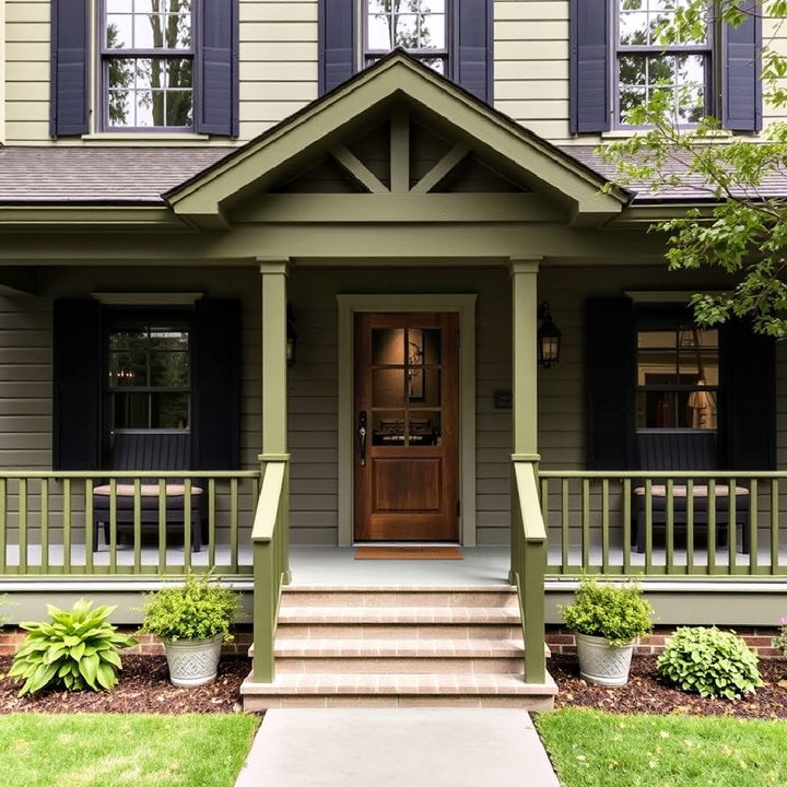 add charm with olive green porch railings exterior house