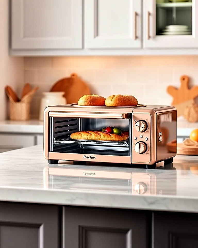 add luxury with a rose gold toaster oven