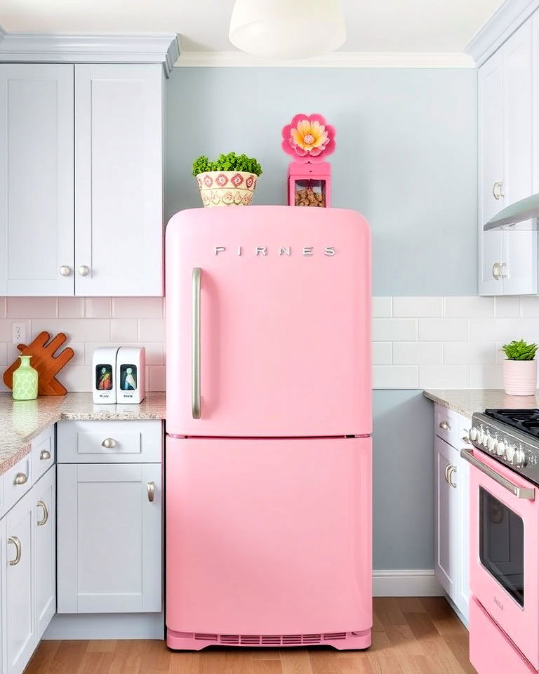 add playfulness with a pink refrigerator