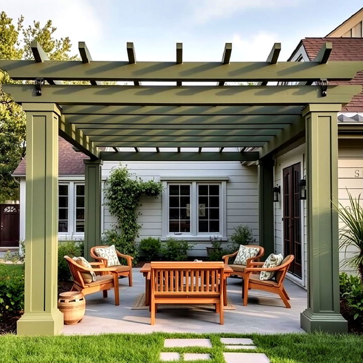 add style to your yard with an olive green pergola