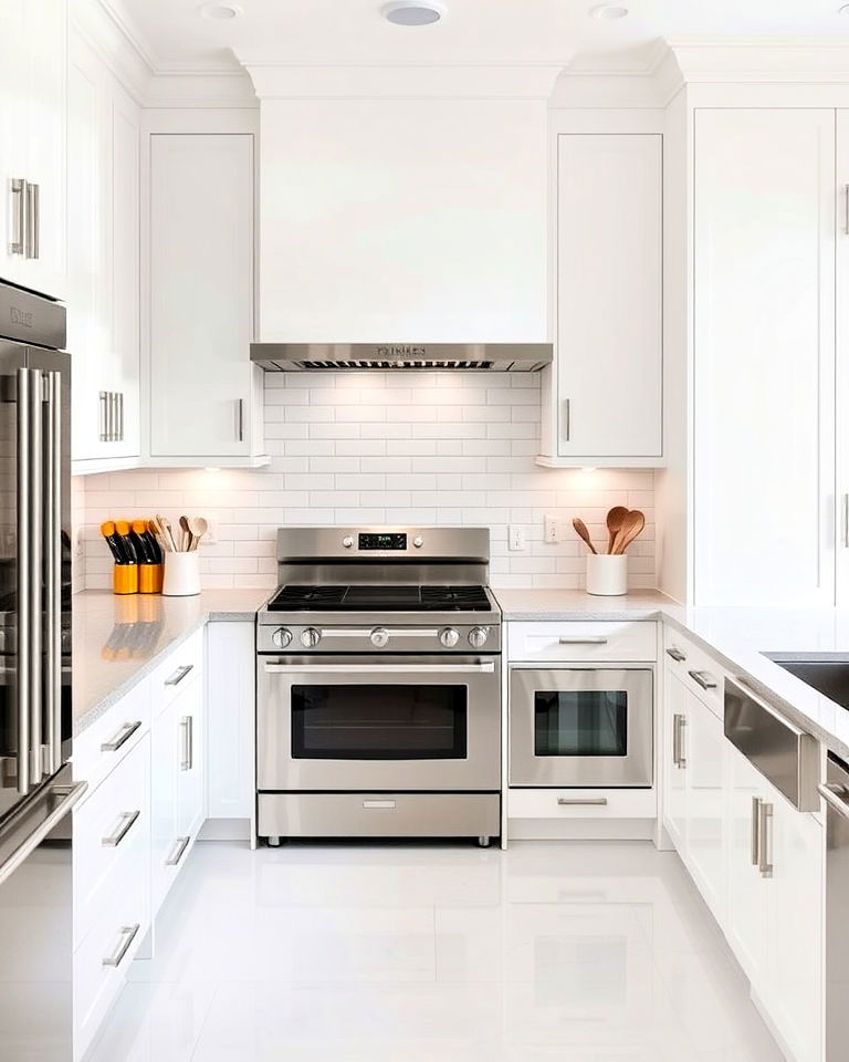 all white kitchen with appliances