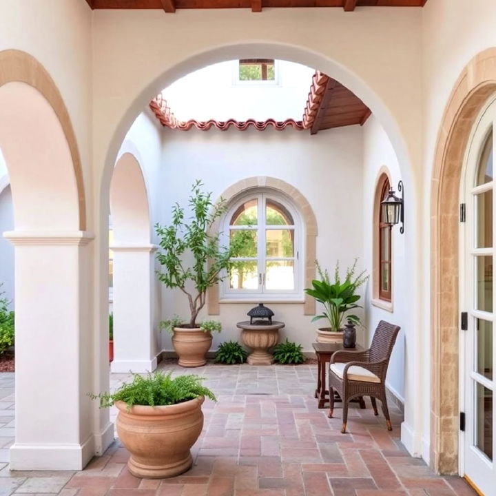 arched doorways and windows in a courtyard