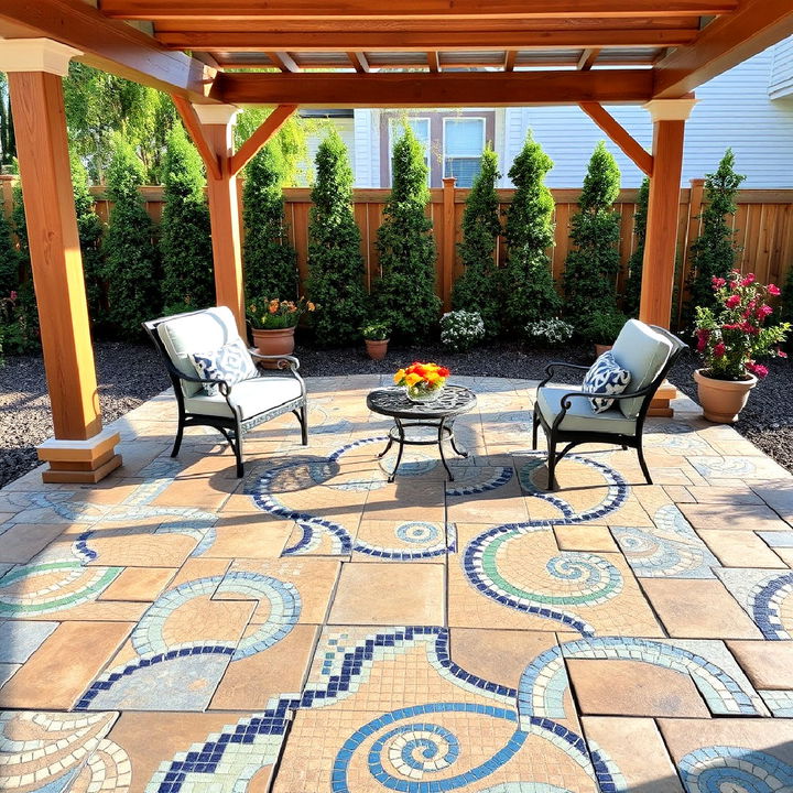 artistic expression with mosaic tiles patio