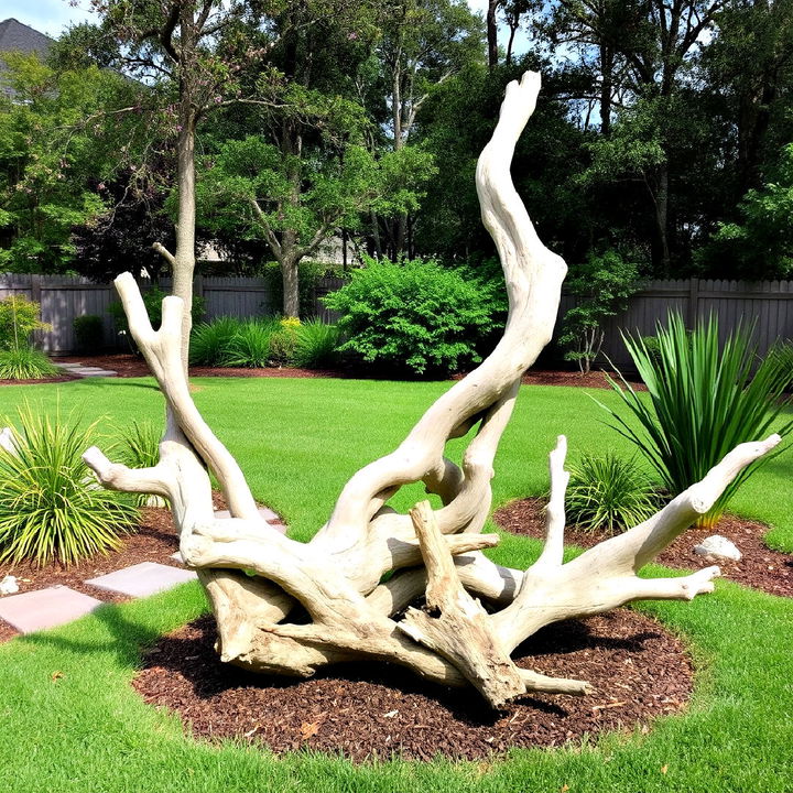 backyard driftwood sculpture or art installation