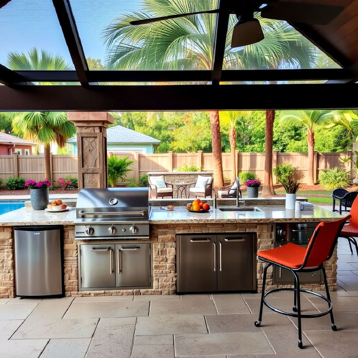 backyard kitchen with a barbecue station