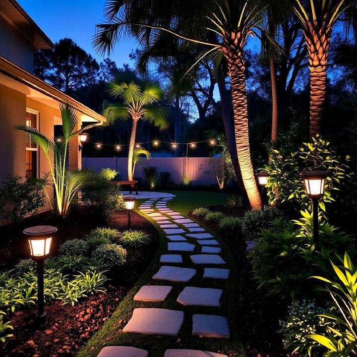 backyard lighting with solar path lights