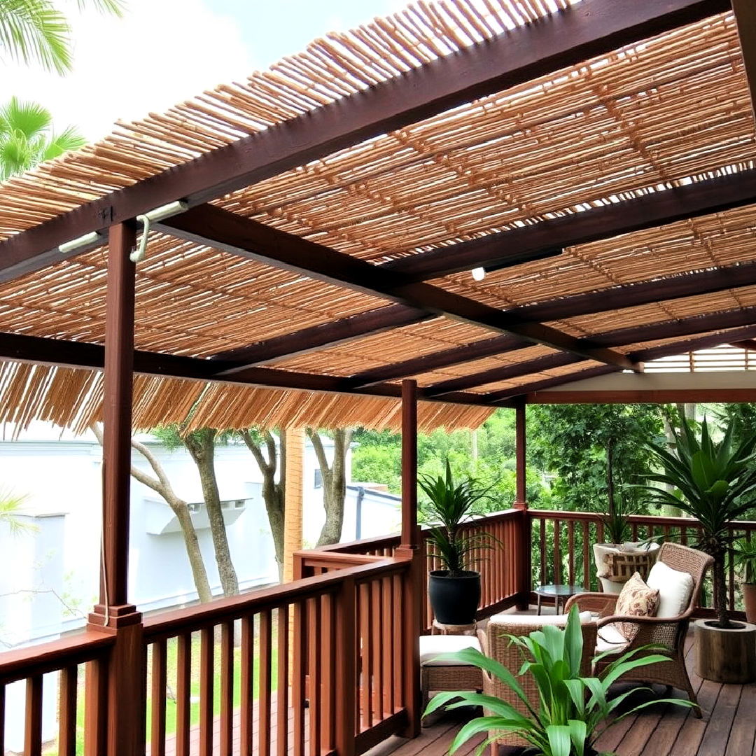 bamboo roofing for partially covered deck