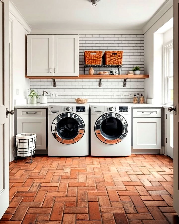 basket weave brick floor for a traditional touch