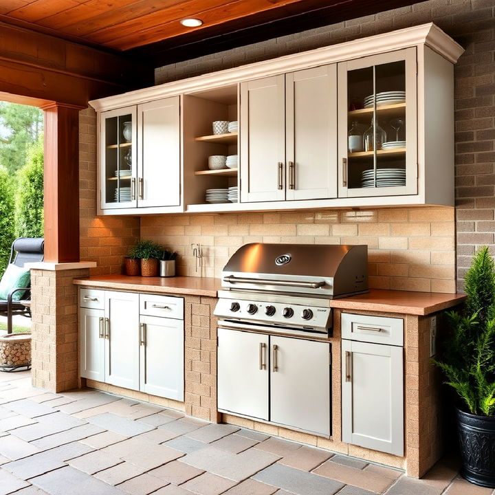 bbq station with custom storage cabinets