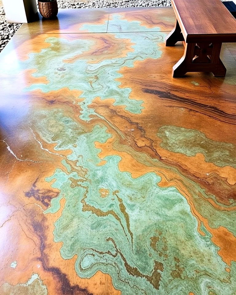 beautiful acid stained concrete outdoor floor