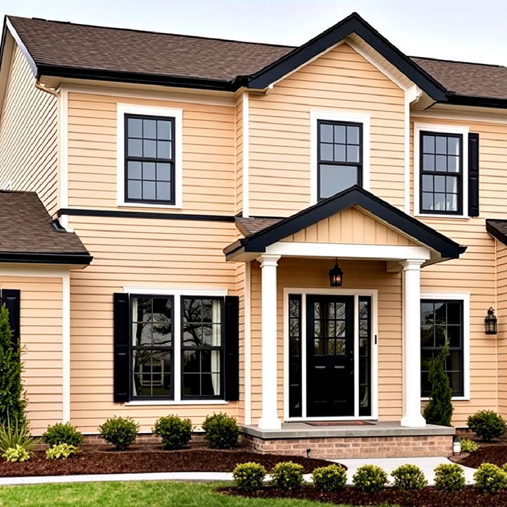 beige clapboard with black gables idea